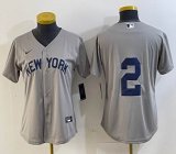 Women Nike New York Yankees #2 Derek Jeter gray majestic baseball jerseys