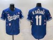 2025 Nike Los Angeles Dodgers #11 Roki Sasaki blue fashion majestic baseball jerseys Sakura plate 01