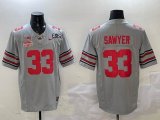 Ohio State Buckeyes #33 Jack Sawyer gray college football jerseys with 2025 championship patch