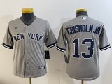 Youth Nike New York Yankees #13 Jazz Chisholm Jr. gray majestic baseball Jersey-BD