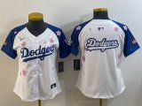 Youth 2025 Nike Los Angeles Dodgers blank white blue fashion majestic baseball jerseys Sakura plate 02