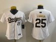 Women Dodgers #25 Tommy Edman Nike white gold fashion baseball Jersey-BD