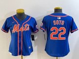 Women Nike New York Mets #22 Juan Soto blue majestic mlb jerseys-BD 01
