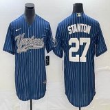 Nike New York Yankees #27 Giancarlo Stanton blue majestic baseball Jersey Joint name