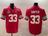 Ohio State Buckeyes #33 Jack Sawyer red college football jerseys with 2025 championship patch
