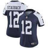 Women Dallas Cowboys #12 Roger Staubach Nike blue white Color Rush Limited Jersey
