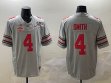 Ohio State Buckeyes #4 Jeremiah Smith gray college football jerseys with 2025 championship patch
