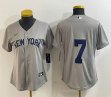 Women Nike New York Yankees #7 Mickey Mantle gray MLB baseball Jersey 01