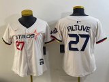 Youth Houston Astros #27 Jose Altuve white majestic baseball jerseys Joint name 02
