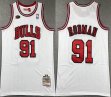 Chicago Bulls 91 Dennis Rodman white Throwback nba basketball jerseys -XD