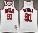 Chicago Bulls 91 Dennis Rodman white Throwback nba basketball jerseys -XD