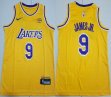 Youth Los Angeless Lakers #9 B James Jr yellow basketball jerseys