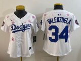 Youth 2025 Nike Los Angeles Dodgers #34 Fernando Valenzuela white fashion majestic baseball jerseys Sakura plate 01