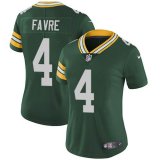 Women Green Bay Packers #4 Brett Favre Nike Green Color Rush Limited Jersey