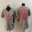 Women Nike Philadelphia Phillies #10 J.T. Realmuto gray majestic baseball jersey