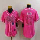 Women Buffalo Bills 17# Josh Allen pink nike baseball jerseys Joint name-BD 01