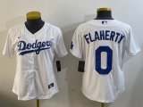 Women Los Angeles Dodgers #0 Jack Flaherty white majestic baseball Jersey