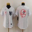 Women Nike Yankees blank white MLB baseball Jersey -BD 16