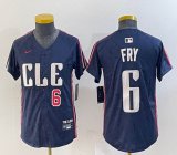 Youth Nike Cleveland Indians #6 Fry blue majestic baseball jersey -BD