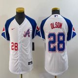 Women Nike Anaheim Angels #28 Matt Olson white blue majestic baseball city version