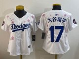 Youth 2025 Nike Los Angeles Dodgers #17 Shohei Ohtani white fashion majestic baseball jerseys Sakura plate 04
