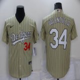 Nike Los Angeles Dodgers #34 Fernando Valenzuela beige baseball jersey-BD