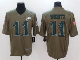 Nike Philadelphia Eagles #11 Carson Wentz green USA flag Color Rush Limited Jersey
