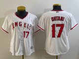 Women Los Angeles Angels #17 Shohei Ohtani white majestic baseball jersey