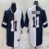 Nike Dallas Cowboys #11 Micah Parsons white blue splits Color Rush Limited Jersey-BD
